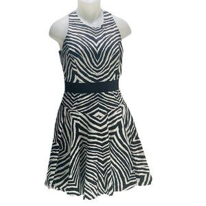 MILLY Dress Women's Size 8 Halter Cotton Animal Print Drop Waist Mini